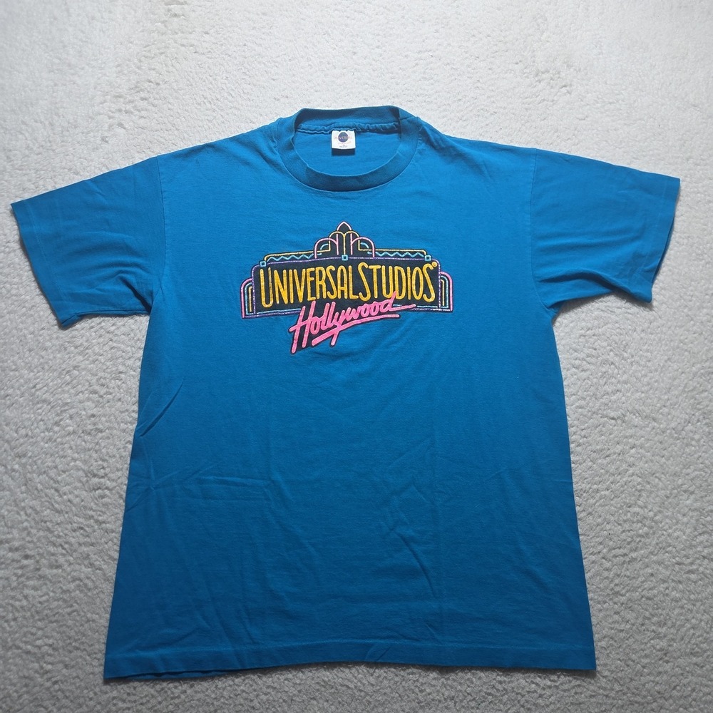 Vintage 90s Universal Studios Hollywood Shirt‎ XL Made in USA Blue Movie Promo